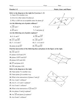 Detailed answers of all the questions in chapter 7. 1-2 Points, Lines, and Planes