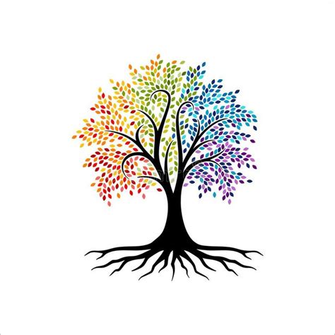 Abstract Vibrant Tree Logo Design Root Vector Tree Of Life Logo