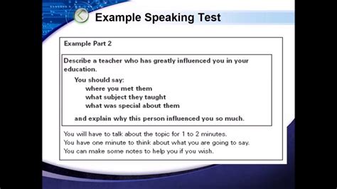 Ielts Speaking Test Format Youtube