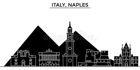 Italy Naples Architecture Line Skyline Illustration Linear Vector