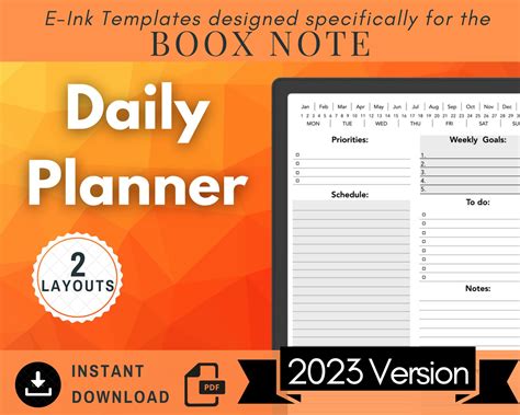 2023 Boox Note Template Daily Planner Eink Template E Ink Etsy