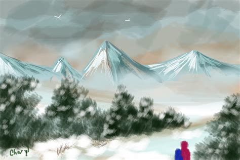 Snow Mountain ← A Landscape Speedpaint Drawing By