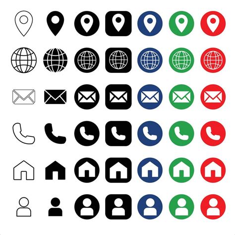 Set Of Contact Us Icons Vector Illustration Address Icon For Web