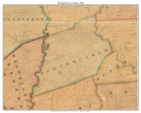 Springfield Township Pennsylvania 1848 Old Town Map Custom Print