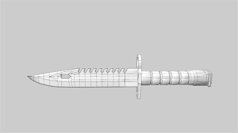 M9 Bayonet Low Poly Низкополигональная 3d Модель 22 Blend Dae Fbx