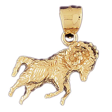 Jewels Obsession 14K Yellow Gold Zodiac Aries Pendant 38 Mm