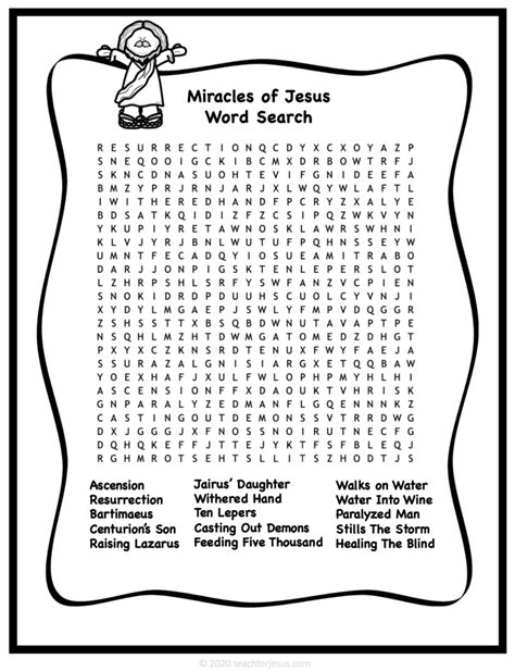 Miracles Of Jesus Word Search Teach For Jesus