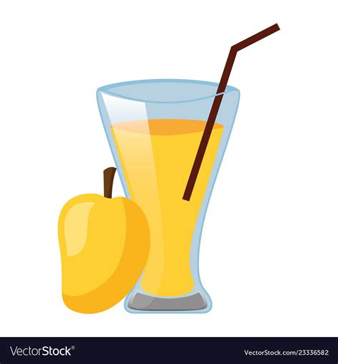 Mango Juice Cup With Straw Royalty Free Vector Image