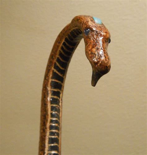 Hand Crafted Snake Carving On Walking Cane By One Of A Kind Wood Works
