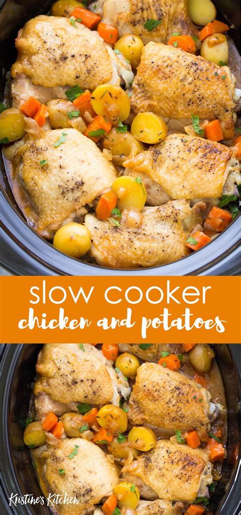 crockpot chicken and potatoes is a delicious healthy crock pot meal made with juicy chicken