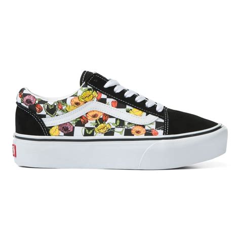 Vans Old Skool Platform Poppy Checkerboard Blackmulti Womens Shoes