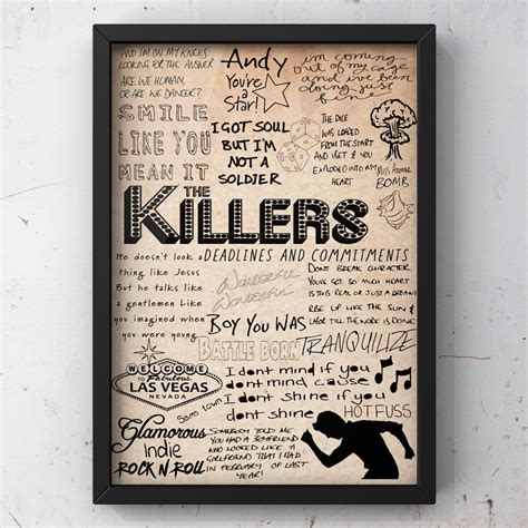 The Killers Lyric Album Song Doodle Sketch Poster Print Poster