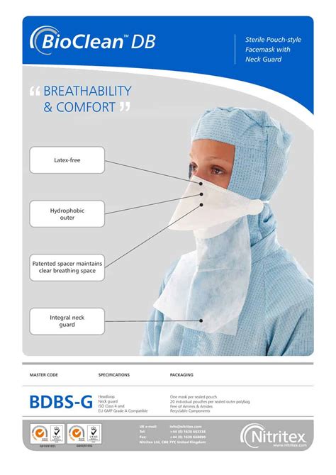 Bioclean Db Sterile Pouch Cleanroom Mask Neck Guard Bdbs G