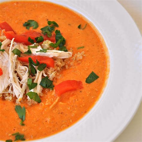 Chicken Soup With Quinoa And Roasted Red Peppers A Warm Bowl Of