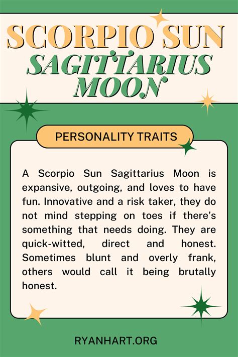 Scorpio Sun Sagittarius Moon Personality Traits Ryan Hart