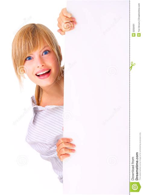 Beautiful Woman Holding Sign Stock Image Image Of Caucasian Person 3258491
