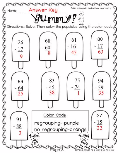 The activities on this page were designed primarily for 1st grade and 2nd grade students. 2-Digit Subtraction WITH and Without Regrouping