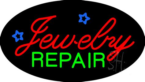 Cursive Jewelry Repair Flashing Neon Sign Jewelry Repair Neon Signs