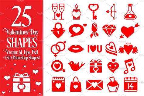 Valentines Day Vector Shapes Illustrator Add Ons Creative Market