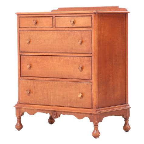The renewed finish is in excellent condition on this american made vintage furniture. Curly Maple Chest of Drawers, Early 20th Century | Maple ...