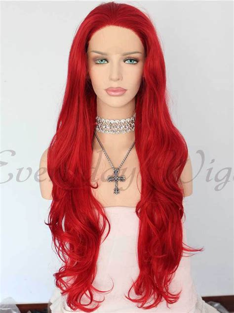 24 Red Long Wvay Synthetic Lace Front Wigs Edw1111