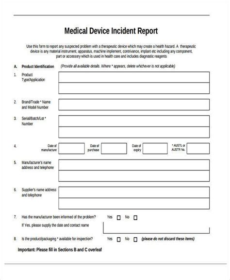 Medical Incident Report Template Pdf Template