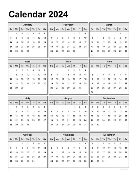 2024 Calendar Excel Format Free Pdf Downloads Dacy Michel