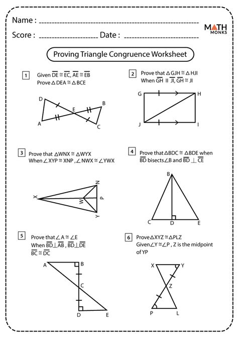 Proving Triangles Congruent Proofs Worksheet