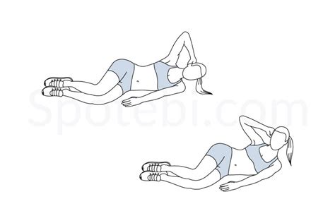 Lying Side Crunch Illustrated Exercise Guide