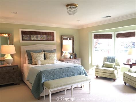 Soft Green And Aqua Blue Master Bedroom Before And After Classic