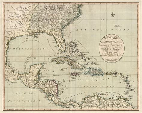 Antique Map Of The Caribbean And Central America By John Cary 1783