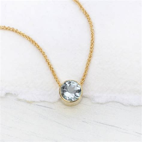Aquamarine Necklace In 18ct Gold March Birthstone By Lilia Nash