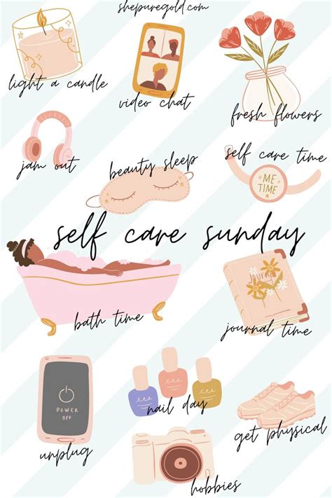 Self Care Sunday Ideas Graphic Self Care Self Care Activities Self