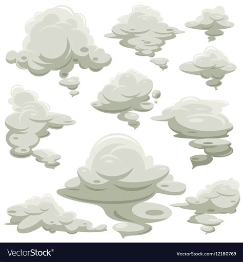 Cartoon Smoke Or Fog Set Royalty Free Vector Image