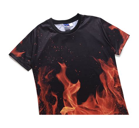 Red Fire Flame Print T Shirt T Shirts All Over Print Apparel