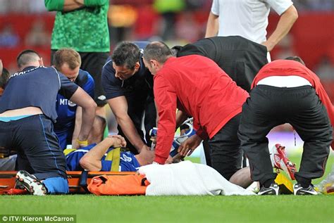 Soccer Aid 2012 Gordon Ramsay Has To Be Stretchered Off After Teddy Sheringham Tackle Daily