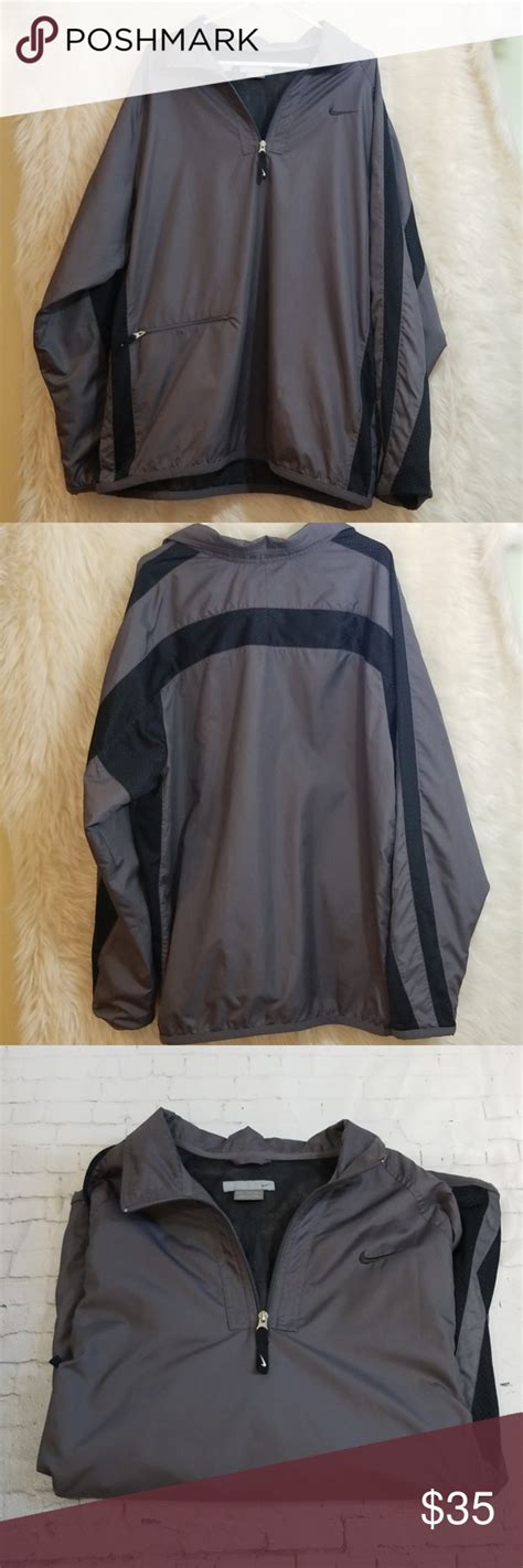 Nike Mens Pull Over Windbreaker Gray With Black