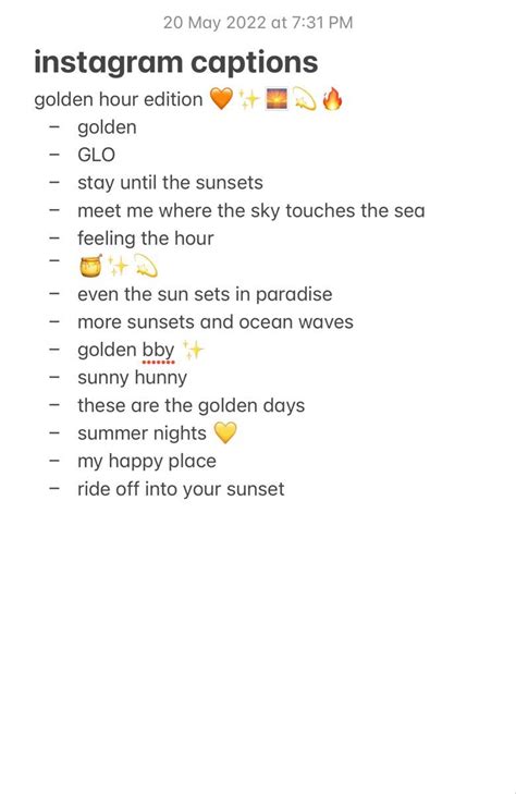Golden Hour Sunset Captions Instagram 🧡 Instagram Captions Sunset Short Instagram Quotes