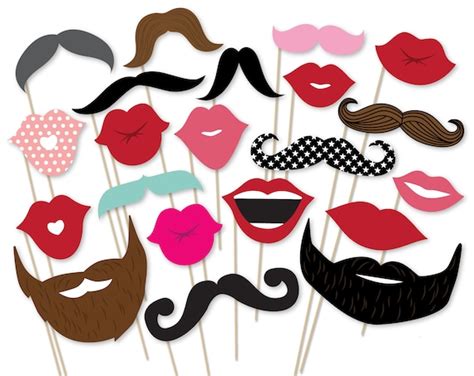 Printable Mustache Photo Booth Props Lips And Beard Photo Etsy