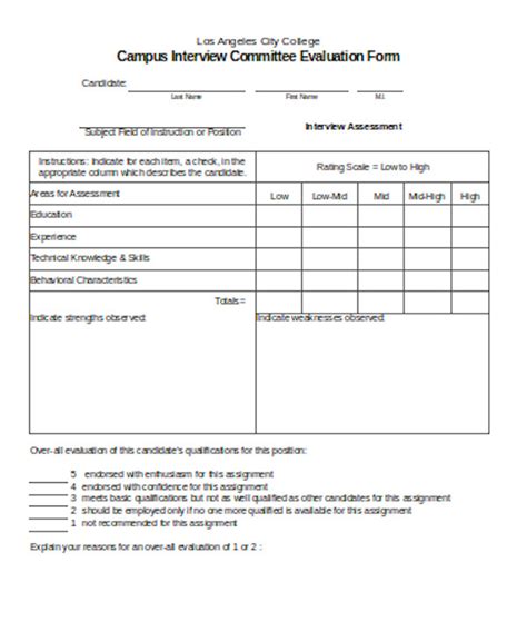 Interview Evaluation Form