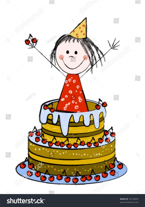 girl inside cake birthday card stock vector royalty free 74178076 shutterstock