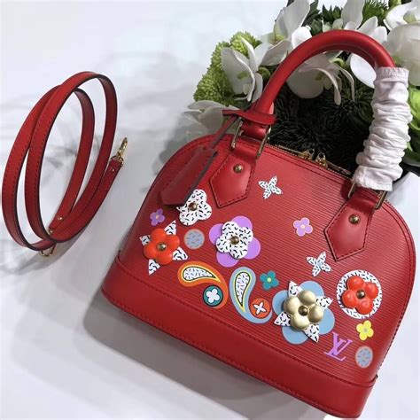 Louis Vuitton Monogram Flower Epi Alma Bb Bag M53513 Red 2017 Louis
