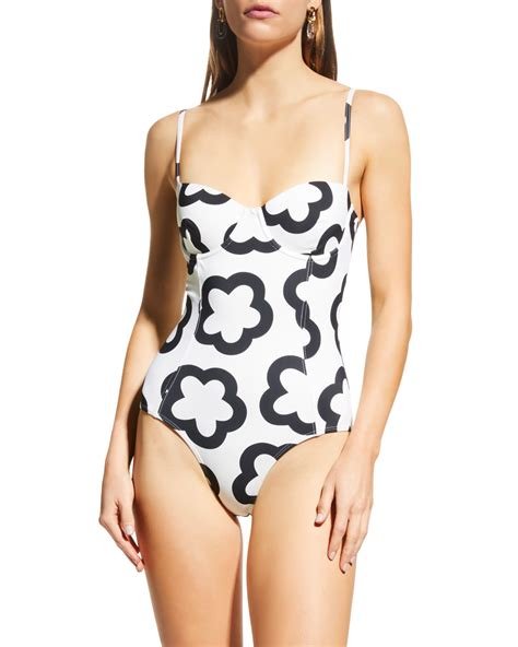 Tory Burch Floral Underwire One Piece Swimsuit Neiman Marcus