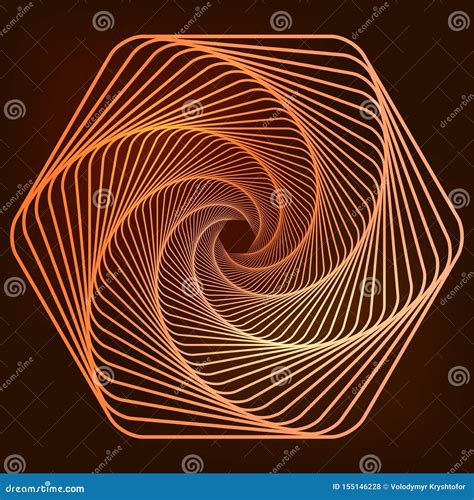 Swirling Symbol Optical Illusion Twisted Hexagon 3d Wireframe