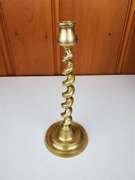 Vintage Mid Century Brass Spiral Shaped Tabletop Candlestick Etsy