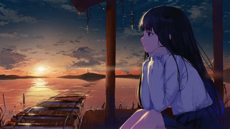 Download Sunset Anime Girl Anime Girl Hd Wallpaper By Arttssam