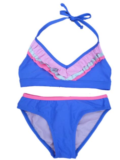 Xhilaration Girls Purple Ruffle Bikini Swimming Suit Swim Bathing