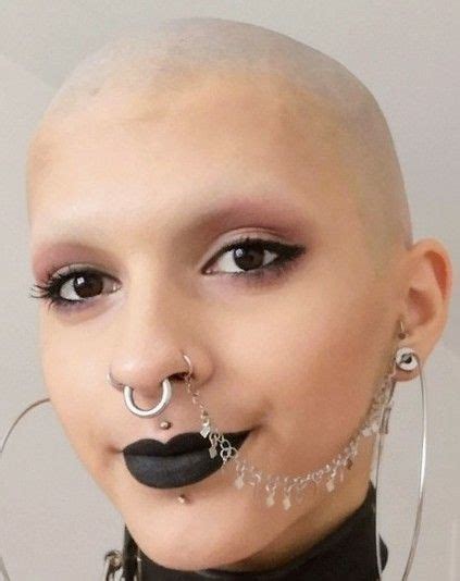 Hairless Woman With Nose Piercing And Black Lipstick 2019 06 17 Mens Piercings Face Piercings