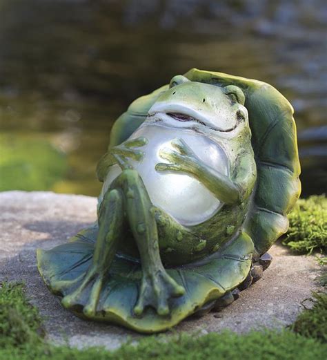 Reclining Solar Frog Garden Statue In Garden Sculptures Garden