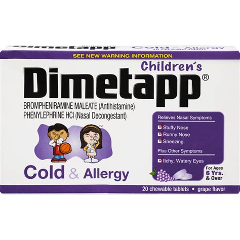 Dimetapp Childrens Grape Flavor Cold And Allergy Chewable Tablets